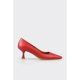Elle Red Leather Women's Stiletto - Kırmızı