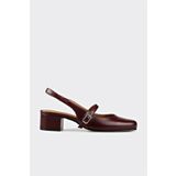Elle Shoes Bordo Deri Kadın Topuklu Ayakkabı