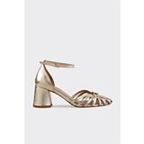Elle Shoes Gold Deri Kadın Topuklu Ayakkabı