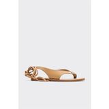 Elle Shoes Naturel Deri Kadın Parmak Arası Sandalet