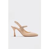Elle Shoes Vizon Deri Kadın Topuklu Ayakkabı
