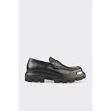 ELLE Siyah Deri Erkek Ayakkabı Loafer Modeli Kalın Taban Slip-on Bağlama Şekli ile Rahat - 2J9-Siyah