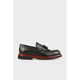 Elle Siyah Deri Erkek Loafer Ayakkabı Hakiki Deri Kalın Taban Slip-on Tasarım - 2J9-Siyah