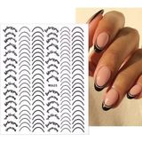 ELLEA NAIL Oval Siyah French Tırnak Stıcker Wg625