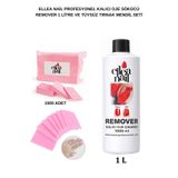Ellea Nail Profesyonel Kalıcı Oje Sökücü Remover 1 Litre ve Tüy Bırakmayan Tırnak Pedi 1000'LI Set