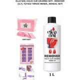 Ellea Nail Profesyonel Kalıcı Oje Sökücü Remover 1 Litre ve Tüy Bırakmayan Tırnak Pedi 1000'LI ve Mandal Seti