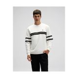 Ellesse Erkek Sweatshirt EM618-OF, Çizgili Tasarım, Off White, 2XL Beden