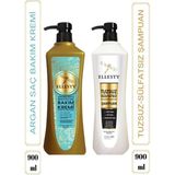 Ellesty Curly Girl Method 2x900 ml Argan Kremi ve Tuzsuz Şampuan