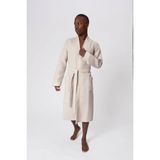 Ellia Soft %100 Pamuklu Yumuşak Pike Kimono Kutulu Erkek Yazlık Bornoz Bej - 2XL