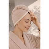 Ellia Soft Hair Dantelli Kalın Bambu Pamuk Kutulu Saç Kurutma Bonesi Saç Havlusu Saç Kurulama Havlusu Bej - Standart