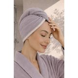 Ellia Soft Hair Dantelli Kalın Bambu Pamuk Kutulu Saç Kurutma Bonesi Saç Havlusu Saç Kurulama Havlusu Lila - Standart