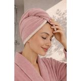 Ellia Soft Hair Dantelli Kalın Bambu Pamuk Kutulu Saç Kurutma Bonesi Saç Havlusu Saç Kurulama Havlusu Pembe - Standart