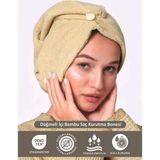 Ellia Soft Hair Kalın Bambu Pamuk Saç Kurutma Bonesi Saç Havlusu Saç Kurulama Havlusu Bej - Standart