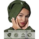Ellia Soft Hair Kalın Bambu Pamuk Saç Kurutma Bonesi Saç Havlusu Saç Kurulama Havlusu Yeşil - Standart
