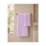 Ellia Soft Lavinya %100 Pamuklu Dalgalı Nakışlı Havlu Seti - 50x90 & 70x140 cm 2'li Banyo & Çeyizlik Havlu