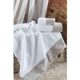 Ellia Soft Seramik Puantiyeli 3 Parça Havlu Seti | %100 Pamuklu | Kutulu Hamam Takımı | Çeyiz Seti | Lüks Banyo