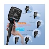Ello&allo Mat Siyah Banyo Duş Bataryası Seti Vana, Yağış Duş Başlığı El Combo ile - Option-1