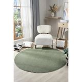 Ellya Home Puffy Yuvarlak Yeşil Peluş Halı Yumuşak Düz Renk Modern Çocuk Odası