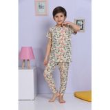 Elm Bej Hayvanlar Alemi Desen Erkek Çocuk Pijama Takımı 3-10 Yaş 1164 - 3 - 4 Yaş