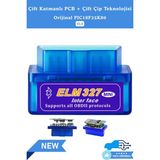 ELM327 V1.5 Bluetooth Türkçe Araç Arıza Tespit Cihazı OBD2 - Orijinal PIC18F25K80 Çift Çipli, IOS / Android / Windows Uyumlu - Mavi