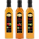 Elma + Alıç + Enginar Sirkesi 500 ml 3'lü Set Doğal Fermantasyon Içilebilir Katkısız Cam Şi - 0,5 L
