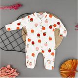 Elma Desenli (Patikli) Unisex Tulum - Beyaz - 3 Ay