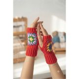 eL&Ma Design El Örgüsü Motifli Yarım Parmak Kırmızı Eldiven ELDV861538717