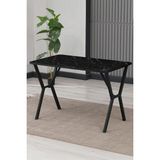 Elma Modeli Sabit Siyah Mermer Desenli Masa 110 x 70 cm - 70x110