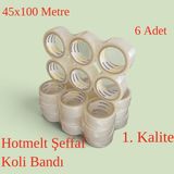 Elma Shop 6 Adet - Liebherrman - 45X100 Metre Hotmelt 1. Kalite Şeffaf Koli Bandı -Aynı Gün Kargo