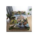 Elmas Dizayn 3D ÇOCUK NEVRESİM TAKIMI 160*240cm KAHVERENGİ YEŞİL DİNAZOR ANTİBAKTERİYEL ORGANİK PAMUK&SATEN
