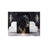 Elmas Dizayn ÖZEL TASARIM 150x220 CM TV KOLTUK YATAK ÖRTÜSÜ Marka Premium leke Tutmaz Solmaya Dayanıklı Organik Pamuk Polar At Siyah Altın Luxury Canlı