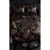 Elmas Dizayn Özel Tasarım Marka Çift Kişilik Nevresim Takımı Organik Saten & Pamuk Luxury Ranforce Premium Kumaş Doku Şal Desenli Kırmızı Siyah Mavi Motif