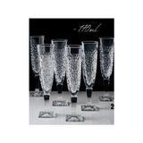 Elmas Kahve Yanı Su Bardağı 6lı Crackle Flut Desen - Şeffaf - 130 ml