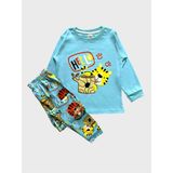 Elmas Kids Erkek Çocuk %100 Pamuklu Mavi Aslan Desenli Uzun Kollu Pijama Takımı - 6 - 7 Yaş