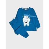 Elmas Kids Erkek Çocuk %100 Pamuklu Mavi Diş Fırçası Desenli Uzun Kollu Pijama Takımı - 12 - 13 Yaş