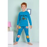 Elmas Kids Erkek Çocuk Gezegen Desenli Uzun Kollu Pijama Takımı - İndigo - 1 - 2 Yaş