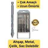 Elmas Premium Ahşap Metal Sac Demir Çelik Delebilen Çok Amaçlı Matkap Ucu Seti 5 Parça Kırılmaz