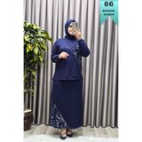 Elmas Tesettür Kadın Giyim Büyük Beden Batik Modal Etekli Takım Lacivert 4XL ELT1236