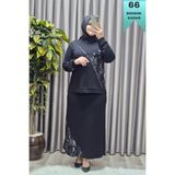 Elmas Tesettür Kadın Giyim Büyük Beden Batik Modal Etekli Takım Siyah XL ELT1236