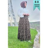 Elmas Tesettür Kadın Giyim Büyük Beden Bürüncük Kumaş Beli Lastikli Fırça Desen Çingene Etek h 6 ELT1324