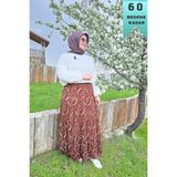 Elmas Tesettür Kadın Giyim Büyük Beden Bürüncük Kumaş Beli Lastikli Fırça Desen Çingene Etek k 5XL ELT1324