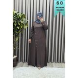 Elmas Tesettür Kadın Giyim Büyük Beden Çimalı Çapraz Düğmeli Kristal Elbise - Kahve - 6XL
