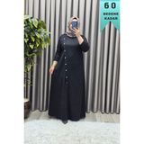 Elmas Tesettür Kadın Giyim Büyük Beden Çimalı Çapraz Düğmeli Kristal Elbise - Siyah - 6XL