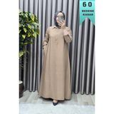 Elmas Tesettür Kadın Giyim Büyük Beden Modal Cupra Gömlek Yaka Düğmeli Elbise - XL - Vizon