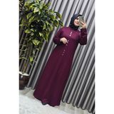 Elmas Tesettür Kadın Giyim Büyük Beden Rivetli Boydan Elbise - Bordo - 5XL
