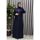 Elmas Tesettür Kadın Giyim Büyük Beden Rivetli Boydan Elbise - Lacivert - 6XL