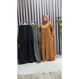 Elmas Tesettür Kadın Giyim Büyük Beden Tam Boy Baklava Desenli Uzun Süet Pardesü - Taba - 52