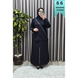 Elmas Tesettür Kadın Giyim Büyük Beden Taşlı Ritim Etekli Esnek İkili Takım Siyah 4XL ELT1276