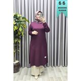 Elmas Tesettür Kadın Giyim Büyük Beden Yırtmaçlı Kolu Lastikli Spor Tek Renk Tunik - Bordo - 60
