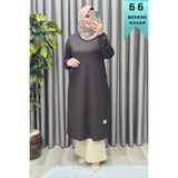 Elmas Tesettür Kadın Giyim Büyük Beden Yırtmaçlı Kolu Lastikli Spor Tek Renk Tunik h 66 ELT1254
